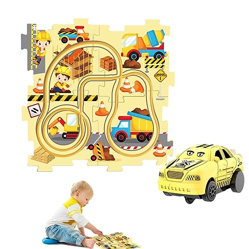 Qumiuu Puzzle-Track-Spielset, Interaktive Lernautobahn, DIY-Kinderspielzeug für Weihnachten, Geburtstag, Geschenk für Jungen und Mädchen, für Vorschulkinder, Jungen und Mädchen ab 18 Monaten von Qumiuu