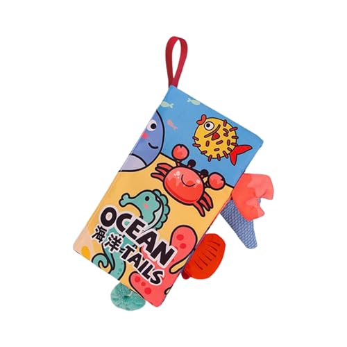Qumiuu Tails Book | Knisterndes Sinnesbuch | Dschungel & Meerestiere Fühlbuch Mit Mehreren Texturen, Sensorisches Lernspielzeug Zur Frühförderung Für Babys Und Kinder von Qumiuu