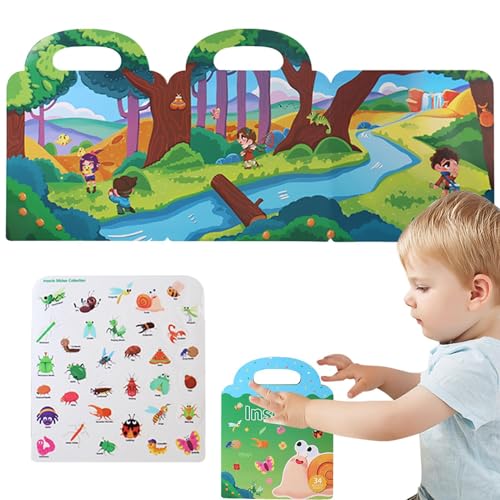 Qumiuu Wiederverwendbares Aufkleberbücher Spielzeug, ruhiges Aufkleberbuch - Wasserdichtes, restwertiges -Puzzle tragbar | Notwendigkeitsdekoration mit Griff, faltbares frühes Bildungsinstrument für Qumiuu Wiederverwendbares Aufkleberbücher Spielzeug, ruhiges Aufkleberbuch - Wasserdichtes, restwertiges -Puzzle tragbar | Notwendigkeitsdekoration mit Griff, faltbares frühes Bildungsinstrument für von Qumiuu