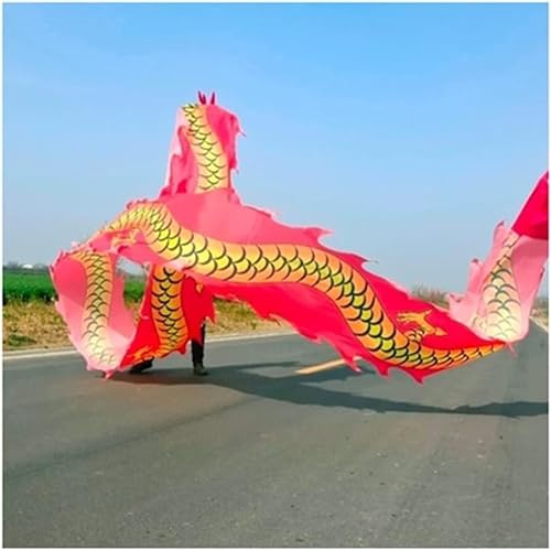 HXR Chinesischer Drachentanz Band 3D Chinesische Drachen-Druck-Tanz-Luftschlangen, bunte Seiden-Drachen-Tanz-Luftschlangen, chinesisches traditionelles Volkssport-Fitnessband Outdoor Sport Fitnessger von Qunine