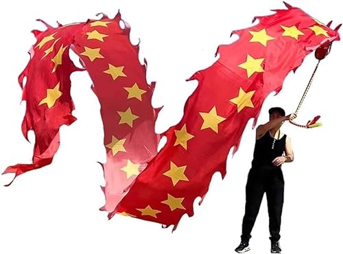 HXR Chinesischer Drachentanz Band 3D Chinesische Rote Drachen-Druck-Tanz-Luftschlangen, chinesisches Drachen-Tanzband, Flinging-Band, Outdoor-Übungs-Flowy-Spinning-Seide Outdoor Sport Fitnessgeräte ( von Qunine