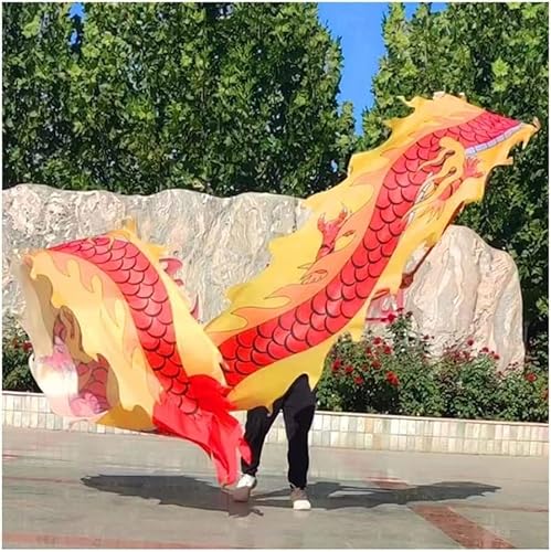 HXR Chinesischer Drachentanz Band 3D Chinesische Tanzschlangen mit Drachenmuster, Outdoor-Fitness for Erwachsene mit schwingenden und drehenden Seidenbändern, Feierausrüstung Outdoor Sport Fitnessger von Qunine
