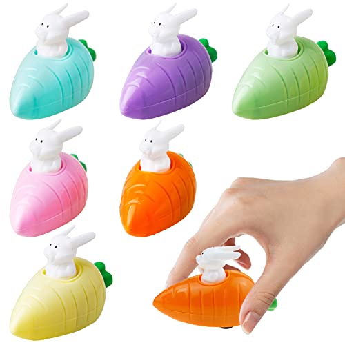 Aufziehbare Hasen, 6 Stück Kaninchen Auto Set, Aufziehbare Osterhasen, Ostern Geschenk Aufziehspielzeug, Aufziehbare Hasen mit Karotte Set, Fahrende Hasen Ostergeschenke für Jungen und Mädchen von Qunkun