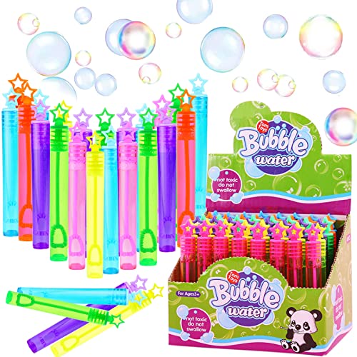 48 Stück Seifenblasen Set Kinder, Seifenblasen Spielzeug, Seifenblasen Stäbe, Bunte Bubbles Seifenblasen für Hochzeit Einschulung Party Garten Karneval Mitgebsel (Pentagramm) von Qunkun