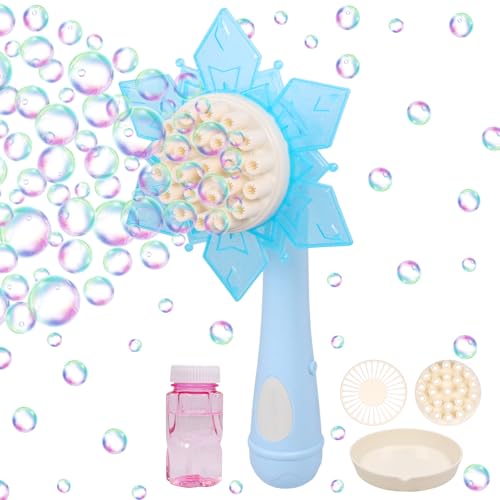Blumen Seifenblasenmaschine, Seifenblasen Machine, Seifenblasenpistole Kinder, Bubble Maschine mit Seifenblasenflüssigkeit, für Party Outdoor Spiele Geburtstag Hochzeit (Blue) von Qunkun