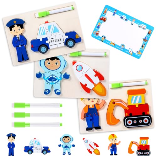 Holzpuzzle Kinder, 3er-Pack 3D Steckpuzzle Holz Montessori Spielzeug, Steckspiel Holzspielzeug Puzzle Kinder, Pädagogisches Spielzeug, Steckpuzzle Geschenk ab 3 Jahre Jungen und Mädchen Holzpuzzle Kinder, 3er-Pack 3D Steckpuzzle Holz Montessori Spielzeug, Steckspiel Holzspielzeug Puzzle Kinder, Pädagogisches Spielzeug, Steckpuzzle Geschenk ab 3 Jahre Jungen und Mädchen von Qunkun