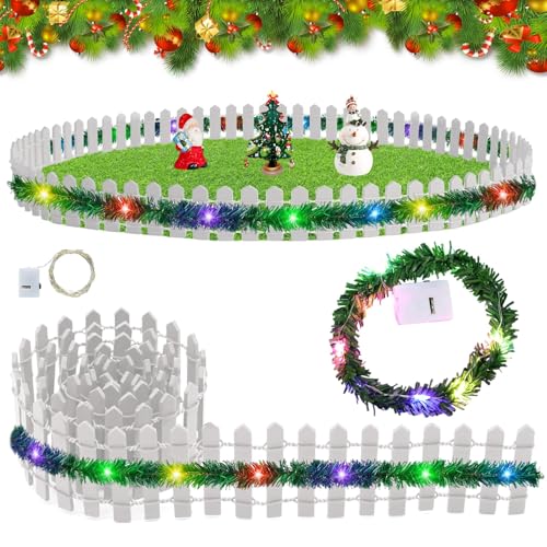 Wichtel Zubehör Weihnachten, 3 Stück Miniatur Deko Zaun, 5 * 90cm Mini Zaun Zum Basteln,Weiß Wichteltür Zubehör, Miniatur Wichtel Zubehör, Miniatur Puppenhaus Zubehör Fee Garten Gartenhaus Deko von Qunkun