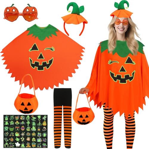 Qunkun Halloween Kostüm, 6 Stück Leuchtendes Kürbis Umhang, Kürbis Kostüm, Faschingskostüme, Leuchtendes Kapuzenkap für Halloween Rollenspiele, Karneval Themenpartys Qunkun Halloween Kostüm, 6 Stück Leuchtendes Kürbis Umhang, Kürbis Kostüm, Faschingskostüme, Leuchtendes Kapuzenkap für Halloween Rollenspiele, Karneval Themenpartys von Qunkun