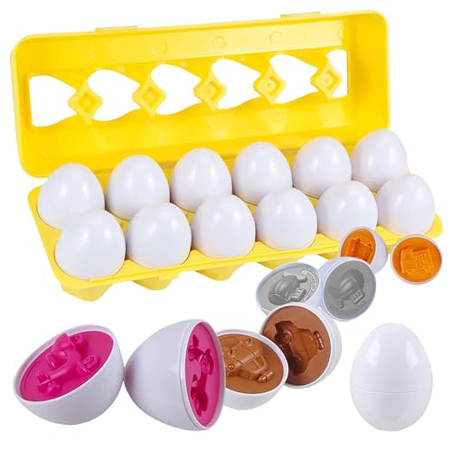 Qunkun Montessori Spielzeug, Passende Eier, Eier Spielzeug, Eier Kinder Passendes, Ostereier Plastik, Ostereier Eier Spielzeug, Lern Plastik Eier, Farbe und Form Eier für Kleinkinder Ostern Geschenke von Qunkun