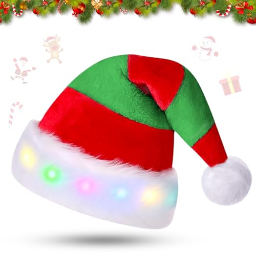 Qunkun Weihnachtsmütze Plüsch Nikolausmütze, Warm Fellrand Erwachsene Nikolausmütze, Plüsch Nikolaus Mütze Weihnachtliche mit Doppeltem Samt, für Weihnachts Weihnachtsfeiern, für Männer, kinder (rot) von Qunkun