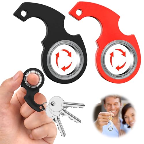 Schlüsselanhänger Spinner, 2 Stück Fidget Ring Spielzeug, Handkreisel, Schlüssel Spinner Schlüsselanhänger, Fidget Schlüsselanhänger, Fidget Ring Spielzeug, Spin Focus Toys für Teens Erwachsene von Qunkun