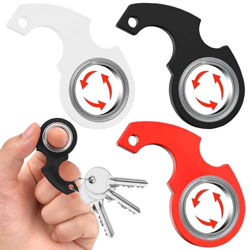 Schlüsselanhänger Spinner, 3 Stück Fidget Ring Spielzeug, Handkreisel, Schlüssel Spinner Schlüsselanhänger, Fidget Schlüsselanhänger, Fidget Ring Spielzeug, Spin Focus Toys für Teens Erwachsene von Qunkun