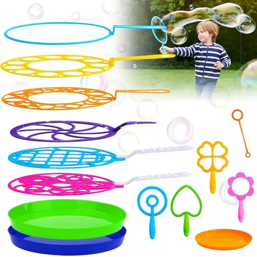 Riesenseifenblasen Bubbles Kids, 14 Stück Große Seifenblasen Set, Seifenblasen groß, Spiele Für Draußen, Kindergeschenke Indoor und Outdoor Spielzeug, Hochzeit Gartenspiele, für Kinder & Erwachsene von Qunkun