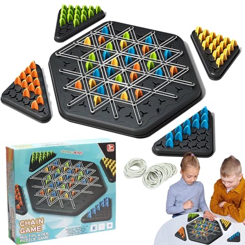 Spiel Gummibänder, Multiplayer Spiel mit Gummibändern Dreieck, Ketten Dreieck Schachspiel Hand-Augen-Koordination, Puzzle-Herausforderung, Brettspiel für 3-4 Spieler Spiel Gummibänder, Multiplayer Spiel mit Gummibändern Dreieck, Ketten Dreieck Schachspiel Hand-Augen-Koordination, Puzzle-Herausforderung, Brettspiel für 3-4 Spieler von Qunkun
