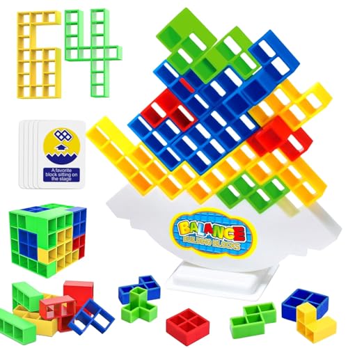 Tetris Balance Spielzeug, 64P Tetra Tower Spiel, Stapelspiel Tower, Tetris Balance Spielzeug Tower Game, Kreatives Stapelspiel Spielzeug für Kinder, Stapelturm Spielzeug für Jungen Mädchen ab Jahre 3+ von Qunkun