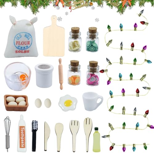 27 Stück Wichtel Zubehör Weihnachten, Wichtel Küche Weihnachtswichtel Zubehör, Puppenhaus Geschirr Miniatur Wichtel Zubehör, für DIY Deko Mädchen 27 Stück Wichtel Zubehör Weihnachten, Wichtel Küche Weihnachtswichtel Zubehör, Puppenhaus Geschirr Miniatur Wichtel Zubehör, für DIY Deko Mädchen von Qunkun