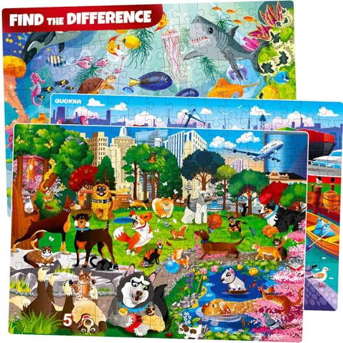 Bodenpuzzle ab 4 5 6-3 Set Puzzle 150 Teile Kinder von QUOKKA - Kinderspiele ab 4 5 Jahre Zum Lernen von Ozeanen, Tieren und Fahrzeugen - Spielzeug für Jungen und Mädchen 7 8 von Quokka