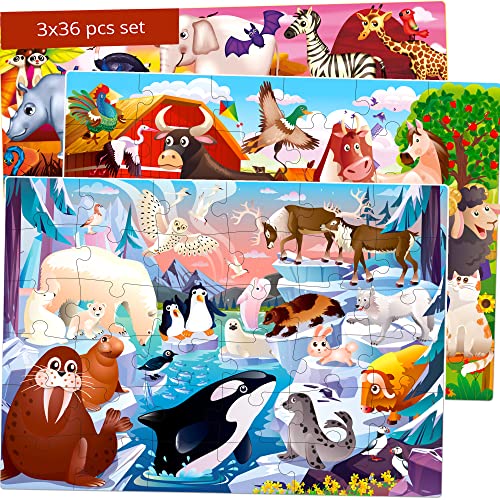 3 Set Puzzle ab 3 4 5 Jahre - 36 STK Größ Spielzeug Puzzle ab 2 3 4 Jahre von QUOKKA - Kinderspiele Fur Jungen and Madchen von Quokka