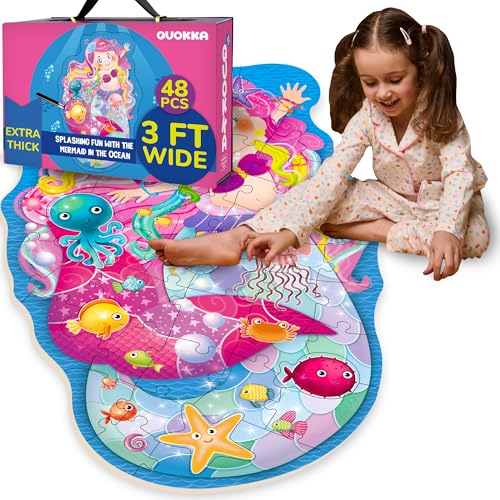 QUOKKA Riesige Bodenpuzzle ab 3 4 5 – 60x90 cm, 48-teilige Puzzle Spiele ab 2 3 4 Jahren – Große Spielzeug ab 3 4 Jahre – XXL Mermaid Geschenk für Jungen und Mädchen 5 6 von Quokka