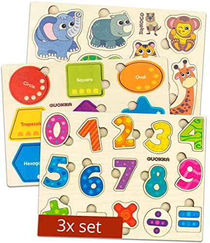 Spielzeug ab 1 2 3 Jahre - Montessori Holz Puzzle Spiele für Kinder ab 4 - Geschenk Kinderspielzeug für Mädchen and Junge - Lernspiele Steckpuzzle von Quokka