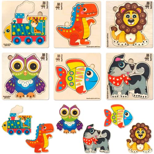 Spielzeug Puzzle ab 1 2 3 Jahre - 6 Montessori Holzpuzzle für Kinder ab 4 5 - Steckpuzzle Geschenk für Mädchen and Junge von Quokka
