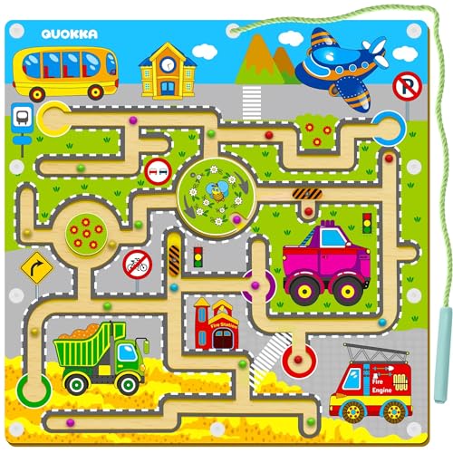 Magnet Kinderspielzeug ab 3 Jahre - VER.2 VERBESSERT - Montessori Spielzeug ab 3 4 Jahre von QUOKKA - Labyrinth Spiele ab 2 3 4 Jahre - Beschäftigung Autofahrt Kinder von Quokka