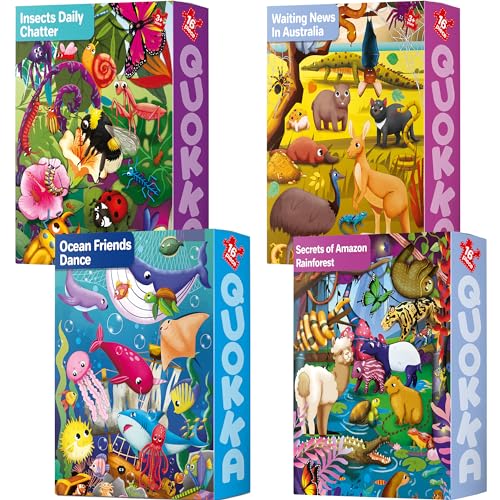 MEGASET 8x16 Pcs Puzzles for Toddlers 3-5 - QUOKKA Jigsaw Puzzles for Kids Ages 4-6 - Animal Puzzles Games for Kids 3-5 - Educational Children Toys - Preschool Puzzles Gifts for Boys and Girls von Quokka