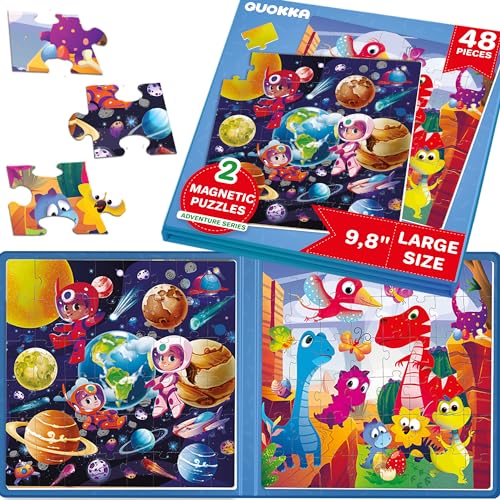 Magnetic Puzzles for Toddlers 3-5 - 48 Pieces Travel Puzzles Games for Kids Ages 2-4 by QUOKKA - Dino Activities Toy for Boys and Girls 4-8 yo - Learning Magnet for Road Trip von Quokka