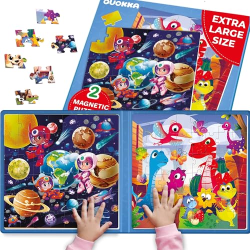 Magnetic Puzzles for Toddlers 3-5 - 48 Pieces Travel Puzzles Games for Kids Ages 2-4 by QUOKKA - Dino Activities Toy for Boys and Girls 4-8 yo - Learning Magnet for Road Trip von Quokka