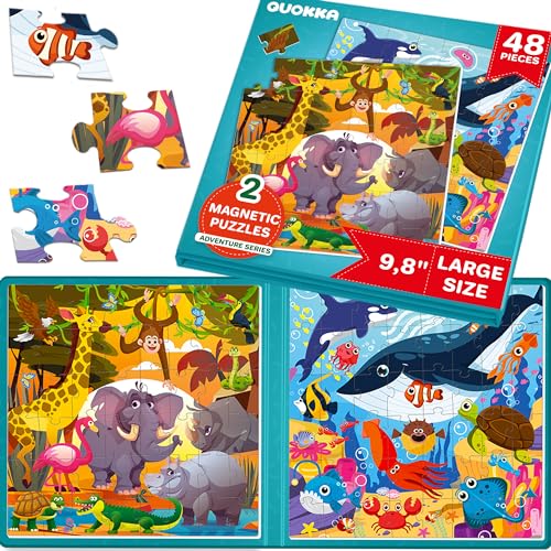 Magnetic Puzzles for Toddlers 3-5 - 48 Pieces Travel Puzzles Games for Kids Ages 2-4 by QUOKKA - Ocean Car Activities Toy for Boys and Girls 4-8 yo - Learning Magnet for Road Trip von Quokka