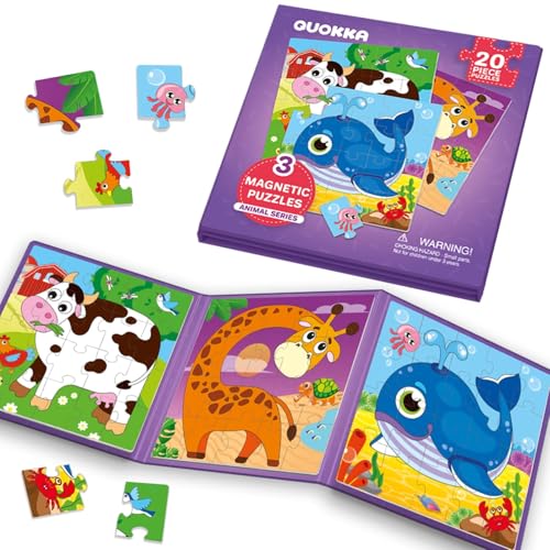QUOKKA Magnetspiel ab 2 3 Jahre - 20-Teilige Puzzle ab 2 Jahre - Reisespiele Kinder ab 3 5 - Magnet Puzzle ab 3 Jahre - Beschäftigung Für Kinder Im Flugzeug - Lernmagnet-Geschenk für den Roadtrip von QUOKKA