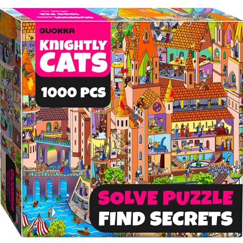 QUOKKA 1000 Piece Jigsaw Puzzle for Adults – Knightly Cats – Premium Box Packaging with Extra Fun Challenges, Whimsical Cat Puzzle, Perfect for Relaxation, Creativity & Gift Giving QUOKKA 1000 Piece Jigsaw Puzzle for Adults – Knightly Cats – Premium Box Packaging with Extra Fun Challenges, Whimsical Cat Puzzle, Perfect for Relaxation, Creativity & Gift Giving von Quokka