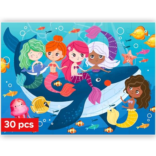 QUOKKA Puzzle 30 Teile Kinder - Solo Puzzle 3 Jahre Mädchen - Lernpuzzle Meerjungfrau für Kinder ab 4 5 6 Jahren - Spiele Geschenk für Jungen und Mädchen von Quokka