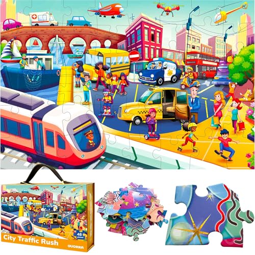 QUOKKA Riesiges Bodenpuzzle ab 3 4 5 Jahren – 48-teilige Puzzle Spiele ab 5 6 Jahre – 60x90 cm Puzzle XXL mit Stadtautos - Große Spielzeug Geschenk für Jungen und Mädchen QUOKKA Riesiges Bodenpuzzle ab 3 4 5 Jahren – 48-teilige Puzzle Spiele ab 5 6 Jahre – 60x90 cm Puzzle XXL mit Stadtautos - Große Spielzeug Geschenk für Jungen und Mädchen von Quokka