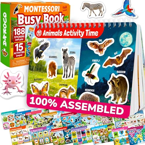 QUOKKA Montessori Spielzeug Busy Book ab 3 4 Jahre - 15 Bildungsaktivitäten - Vorschule Lernaktivitäten für Kinder von 3–5 Jahren - Beschäftigung Für Kinder im Flugzeug und Autofahrt ab 5 6 (Wildlife) von Quokka