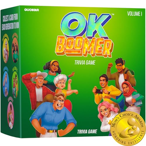 QUOKKA OK Boomer Green Family Games for Kids and Adults - Board Games for Family Night Trivia Card Games for Adults and Family Volume l -Fun Party Millennials Versus Boomers Game for All Ages 15+ von Quokka
