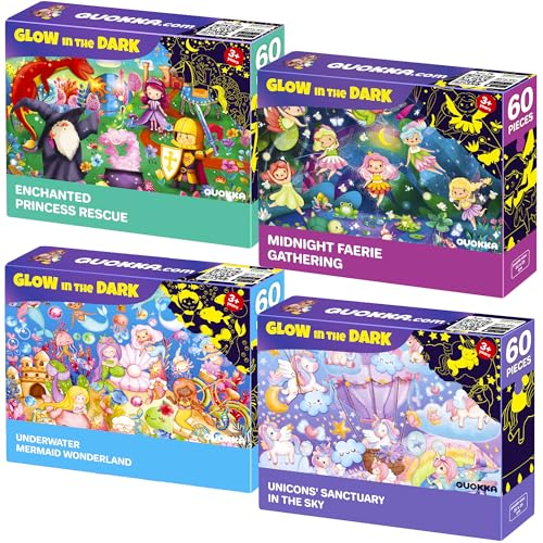 QUOKKA Puzzle ab 4 5 Für Kinder - 4x60 Rahmenpuzzle ab 5 6 Jungen und Mädchen - GLÜHEN Puzzle Spiele mit Prinzessinnen Einhörner Feen- und Meerjungfrauen-Wunderland - Geschenk für Kinder 6 7 8 Jahre QUOKKA Puzzle ab 4 5 Für Kinder - 4x60 Rahmenpuzzle ab 5 6 Jungen und Mädchen - GLÜHEN Puzzle Spiele mit Prinzessinnen Einhörner Feen- und Meerjungfrauen-Wunderland - Geschenk für Kinder 6 7 8 Jahre von QUOKKA