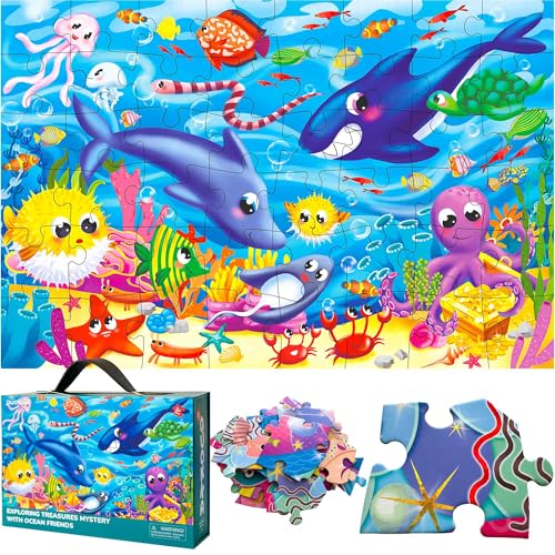 QUOKKA Riesige Bodenpuzzle ab 3 4 5 – 60x90 cm, 48-teilige Puzzle Spiele ab 2 3 4 Jahren – Große Spielzeug ab 3 4 Jahre – XXL Meer Geschenk für Jungen und Mädchen 5 6 von Quokka