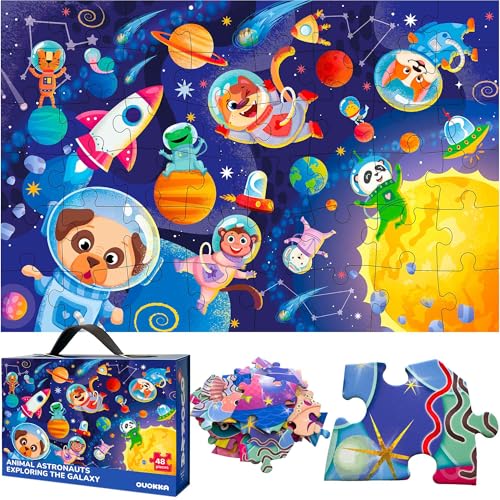 QUOKKA Riesige Bodenpuzzle ab 3 4 5 – 60x90 cm, 48-teilige Puzzle Spiele ab 2 3 4 Jahren – Große Spielzeug ab 3 4 Jahre – XXL Weltraum Geschenk für Jungen und Mädchen 5 6 von Quokka