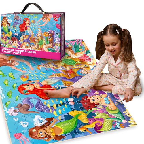 QUOKKA Riesige Bodenpuzzle ab 3 4 5 – 60x90 cm, 48-teilige Puzzle Spiele ab 2 3 4 Jahren – Große Spielzeug ab 3 4 Jahre – XXL Meerjungfrauen Geschenk für Jungen und Mädchen 5 6 von QUOKKA