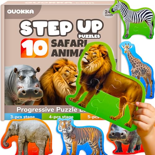 QUOKKA Spielzeug Puzzle Ab 2 3 Jahre - Safaritiere Spiele ab 3-5 Jahre - 8 Realistische Tierformen - 40 Große Teile Geschenk Für Junge Und Mädchen QUOKKA Spielzeug Puzzle Ab 2 3 Jahre - Safaritiere Spiele ab 3-5 Jahre - 8 Realistische Tierformen - 40 Große Teile Geschenk Für Junge Und Mädchen von Quokka