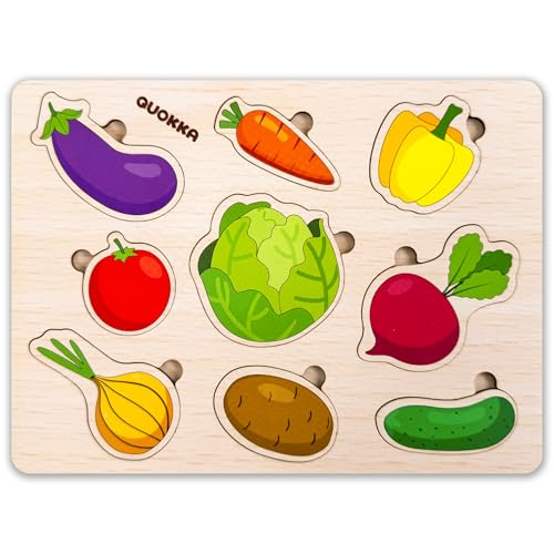 QUOKKA Spielzeug Puzzle ab 1 2 3 Jahre - 25x19 cm Montessori Holz Steckpuzzle für Kinder ab 3 4 - Lernspielzeug mit Gemüse für Mädchen und Jungen - Geschenke zu Weihnachten QUOKKA Spielzeug Puzzle ab 1 2 3 Jahre - 25x19 cm Montessori Holz Steckpuzzle für Kinder ab 3 4 - Lernspielzeug mit Gemüse für Mädchen und Jungen - Geschenke zu Weihnachten von Quokka