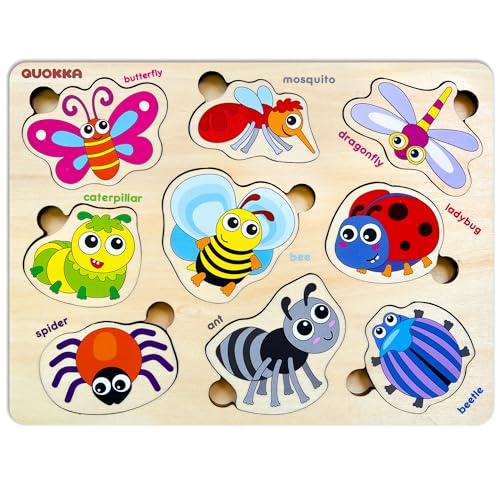 QUOKKA Spielzeug Puzzle ab 1 2 Jahre - Montessori Holzpuzzle 1 Jahr - Insekten Kinderspielzeug ab 2 3 Jahre - Lernspiele für Klinekinder - Geschenk für Mädchen and Junge QUOKKA Spielzeug Puzzle ab 1 2 Jahre - Montessori Holzpuzzle 1 Jahr - Insekten Kinderspielzeug ab 2 3 Jahre - Lernspiele für Klinekinder - Geschenk für Mädchen and Junge von Quokka