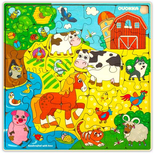 QUOKKA Spielzeug Puzzle ab 3 4 5 Jahre - 28-Teiliges Holzpuzzle Spiele für Kinder - Geschenk Kinderspielzeug für Mädchen and Junge ab 6 7 mit Bauernhof QUOKKA Spielzeug Puzzle ab 3 4 5 Jahre - 28-Teiliges Holzpuzzle Spiele für Kinder - Geschenk Kinderspielzeug für Mädchen and Junge ab 6 7 mit Bauernhof von Quokka