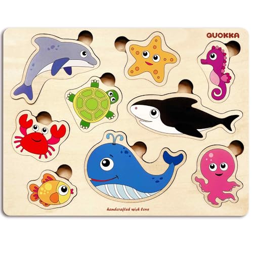 QUOKKA Wooden Puzzles for Toddlers 1-2 – 4 Set Pegged Puzzles for Kids Ages 1-2 – Animal Sea Learning Toy for Kids – Gift Realistic Educational Game for Boy and Girl QUOKKA Wooden Puzzles for Toddlers 1-2 – 4 Set Pegged Puzzles for Kids Ages 1-2 – Animal Sea Learning Toy for Kids – Gift Realistic Educational Game for Boy and Girl von Quokka