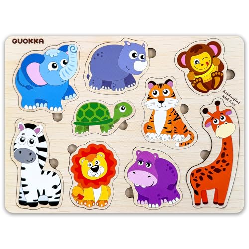 QUOKKA Wooden Puzzles for Toddlers 1-3 – 4 Set Pegged Puzzles for Kids Ages 2-4 – Animal Safari Learning Toy for Kids – Gift Realistic Educational Game for Boy and Girl QUOKKA Wooden Puzzles for Toddlers 1-3 – 4 Set Pegged Puzzles for Kids Ages 2-4 – Animal Safari Learning Toy for Kids – Gift Realistic Educational Game for Boy and Girl von Quokka