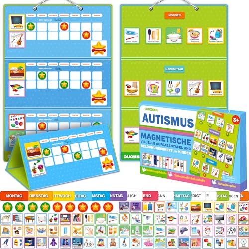 QUOKKA Belohnungs-Aufgabentabelle Für Kinder Mit Mehreren Kindern – Verhaltensroutine-Spielzeug Für Autistische Kinder im Alter von 5–7 Jahren - Autismus-Lernmaterial - Deutsche Version von QUOKKA