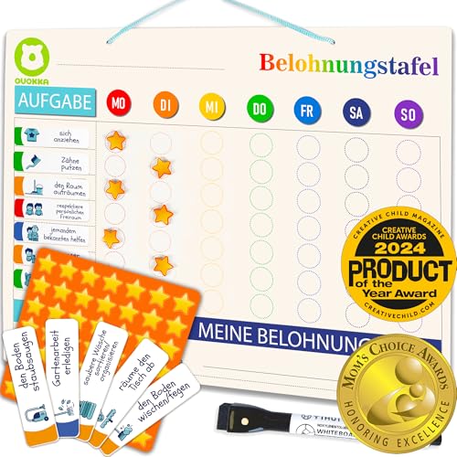Quokka Magnetische Belohnungstafel Für Kinder - 40,6 x 30,5 cm Verhaltenstafel Für Kinder Mit 99 Magneten und Zubehör - Aufgabentabelle vom Kleinkind bis zum Teenager - Englische Version von Quokka