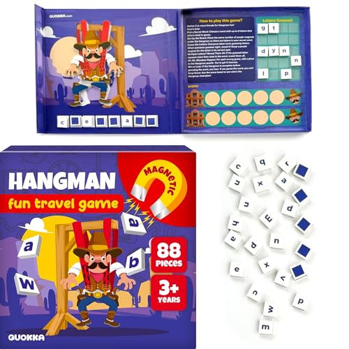 Quokka Magnet Magnetisches Hangman Spiel - Reisespielzeug für Kinder ab 3 - Gesellschaftsspiele ab 8 Jahre - Spiele für Autofahrt Kinder - Lernspiele ab 6 Jahre - Geschenke für Jungen und Mädchen von Quokka