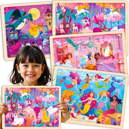QUOKKA Spielzeug Puzzle ab 3 4 5 Jahre - 4x24 Holzpuzzle Spiele für Kinder - Geschenk Kinderspielzeug für Mädchen and Junge ab 6 7 mit Meerjungfrauen und Prinzessinnen QUOKKA Spielzeug Puzzle ab 3 4 5 Jahre - 4x24 Holzpuzzle Spiele für Kinder - Geschenk Kinderspielzeug für Mädchen and Junge ab 6 7 mit Meerjungfrauen und Prinzessinnen von Quokka